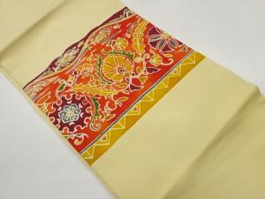 塩瀬型染抽象唐草模様名古屋帯